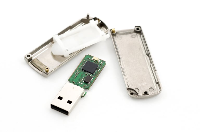 Crashed USB flash memory device