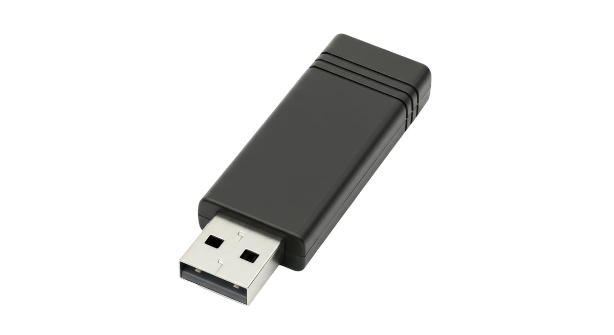 Isolated Black USB Flash Drive for Data Storage