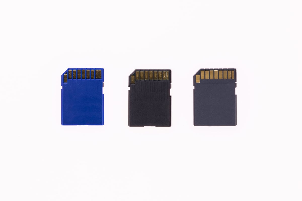 SD memory card, on white background, cutout